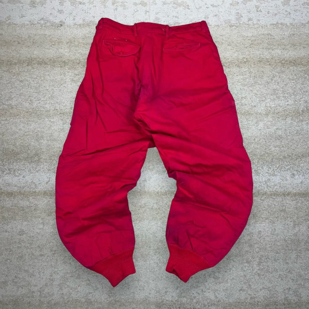 True Vintage 70s JC Higgins Snow Pants 34x30 Baggy Tapered Crimson Red Insulated